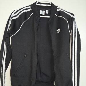 Adidas Classic Black Jacket with White Accents